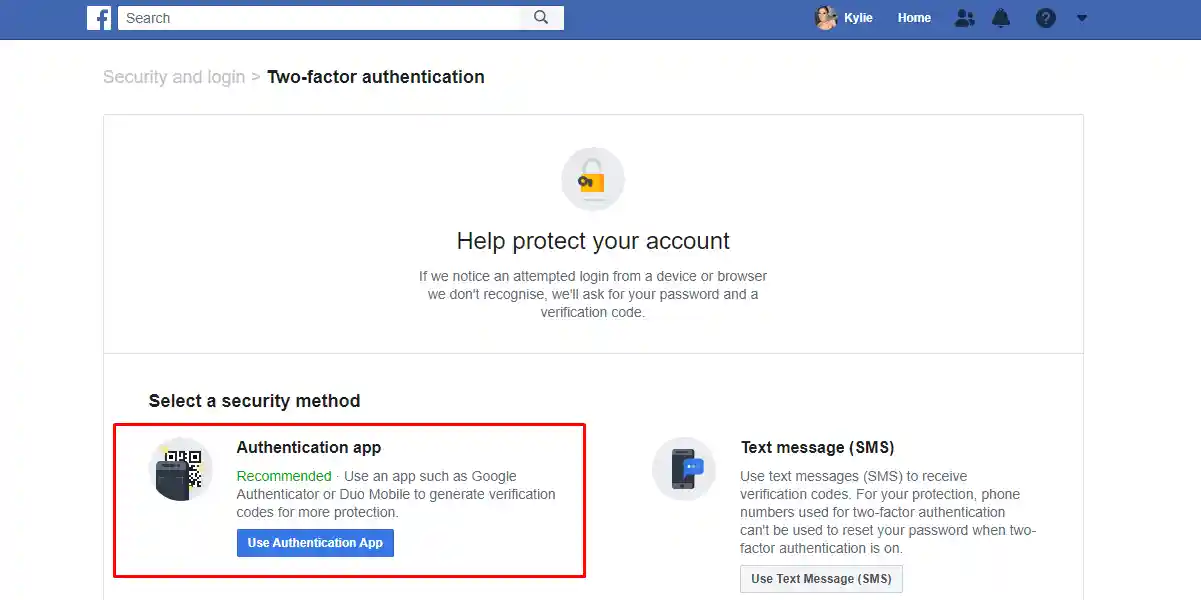 two factor authentication enable facebook accounts
